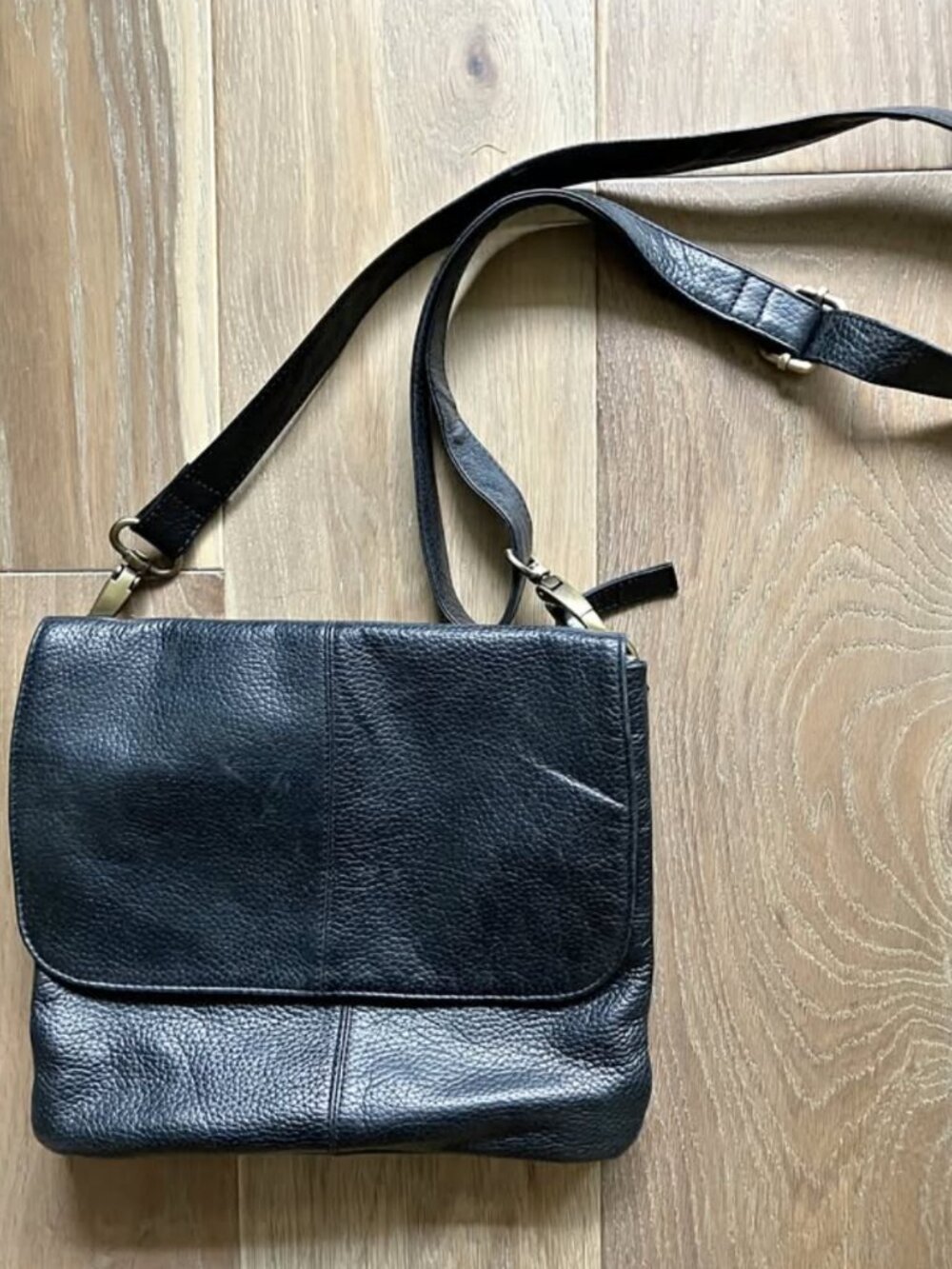 Latico Black Pebble Leather Crossbody Bag
